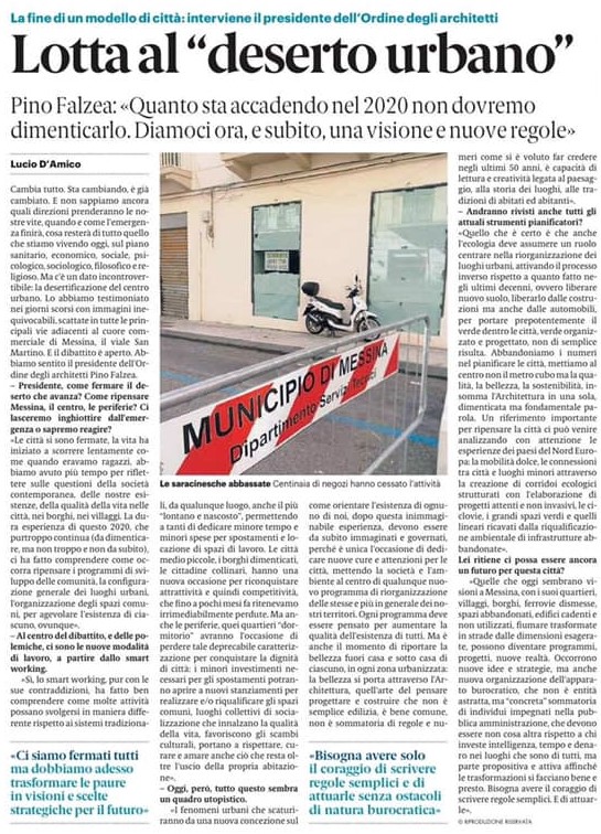 La fine di un modello di città. Intervista al Presidente Falzea sulla Gazzetta del Sud