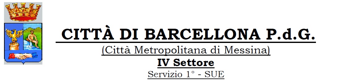 Avviso – Comune Barcellona P.G. (ME) IV Settore Servizio 1° – SUE – Aggiornamento modulistica