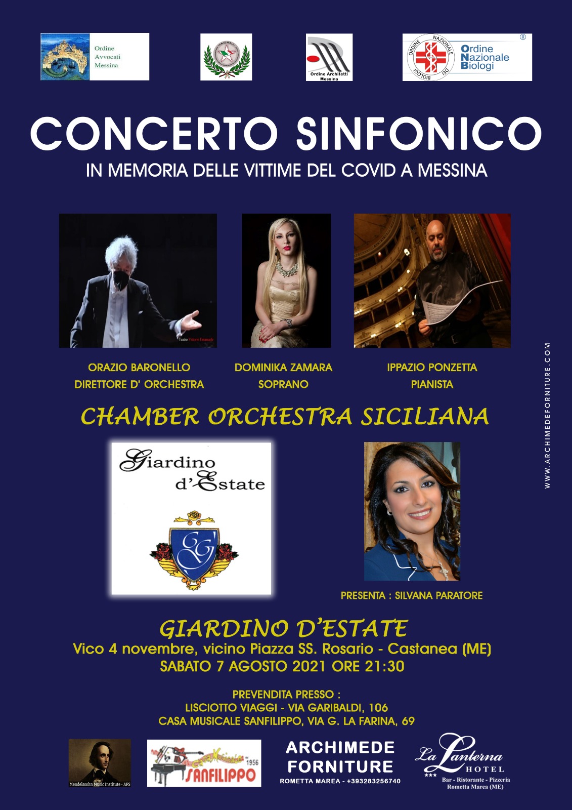 Il 7 agosto concerto in memoria delle vittime del covid a Messina