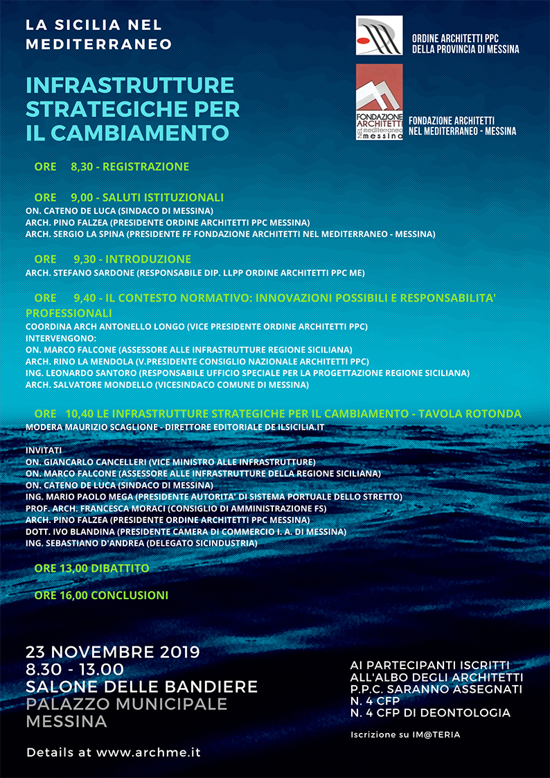 23 novembre Convegno: infrastrutture strategiche per il cambiamento